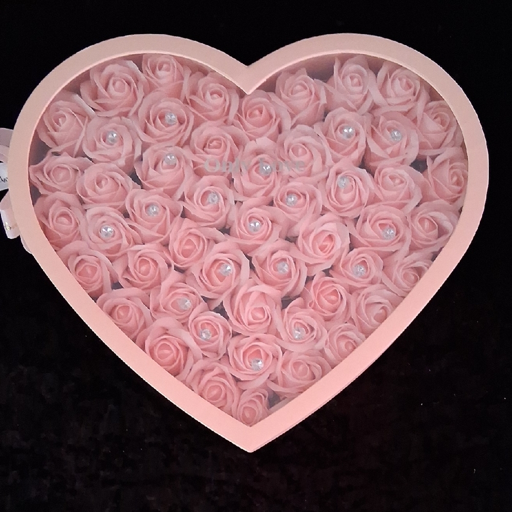 Pink Heart   Jeweled Soap Rose Gift Box  Elegant Gift for Women
